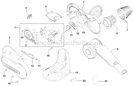 Page A Diagram and Parts List for PHV1800  Black and Decker Hand Vacuum